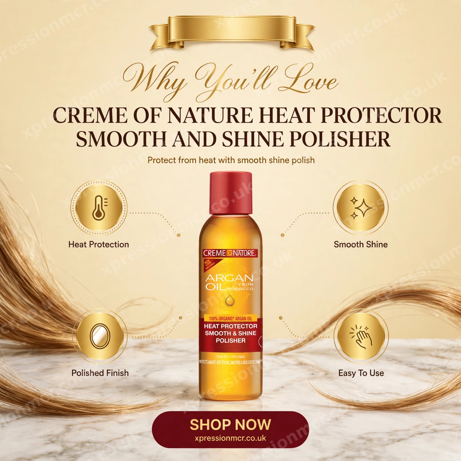 Creme of Nature Heat Protector Smooth & Shine Polisher 4 Fl.oz / 120mL