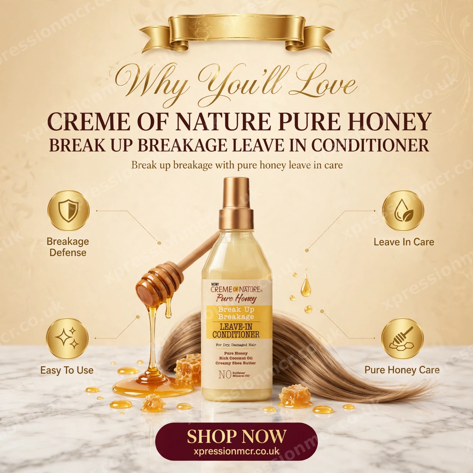 Creme Of Nature Pure Honey Break Up Breakage Leave-IN Conditioner 8 Fl.oz / 236ML