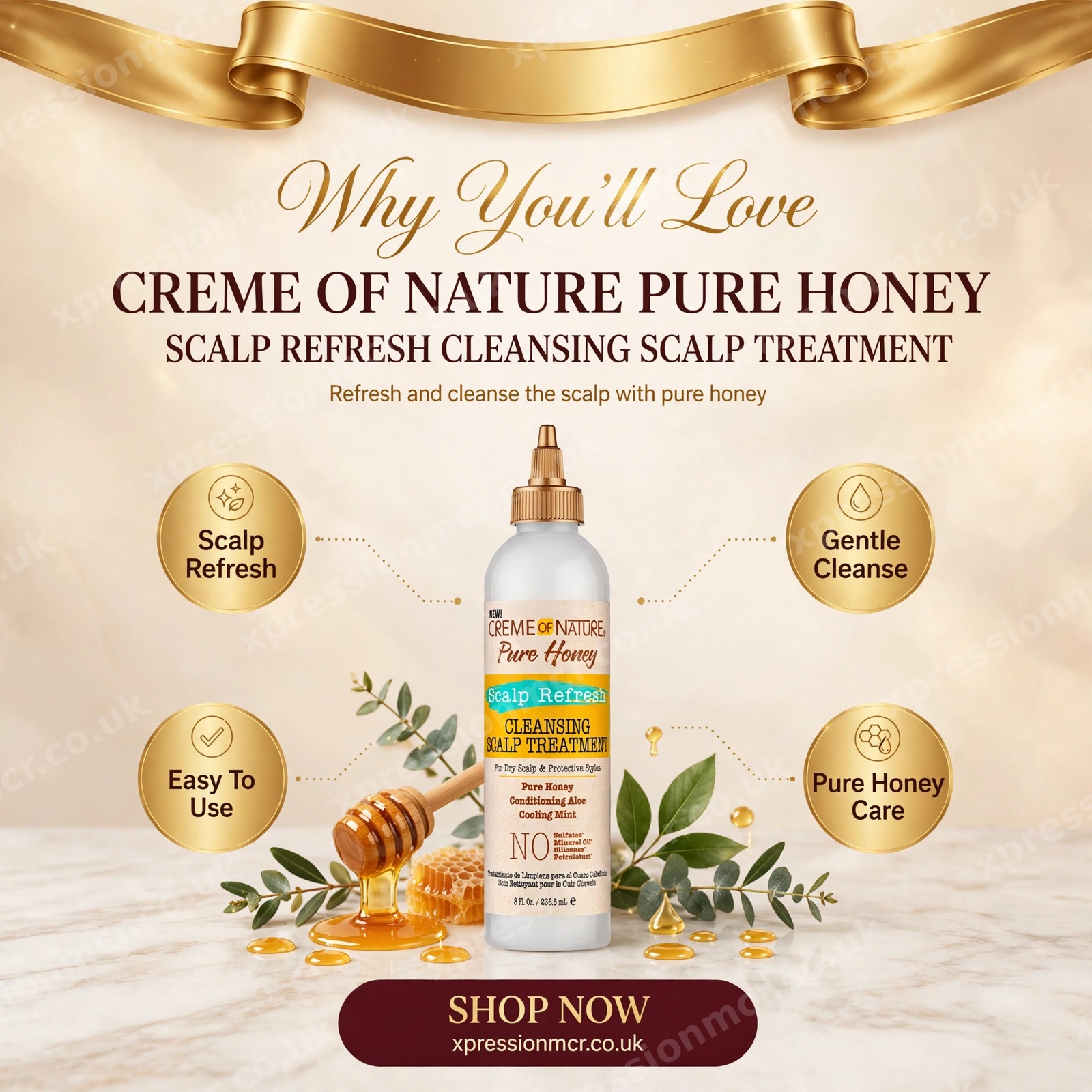 Creme Of Nature Pure Honey Scalp Refresh Cleansing Scalp Treatment 8oz / 236mL