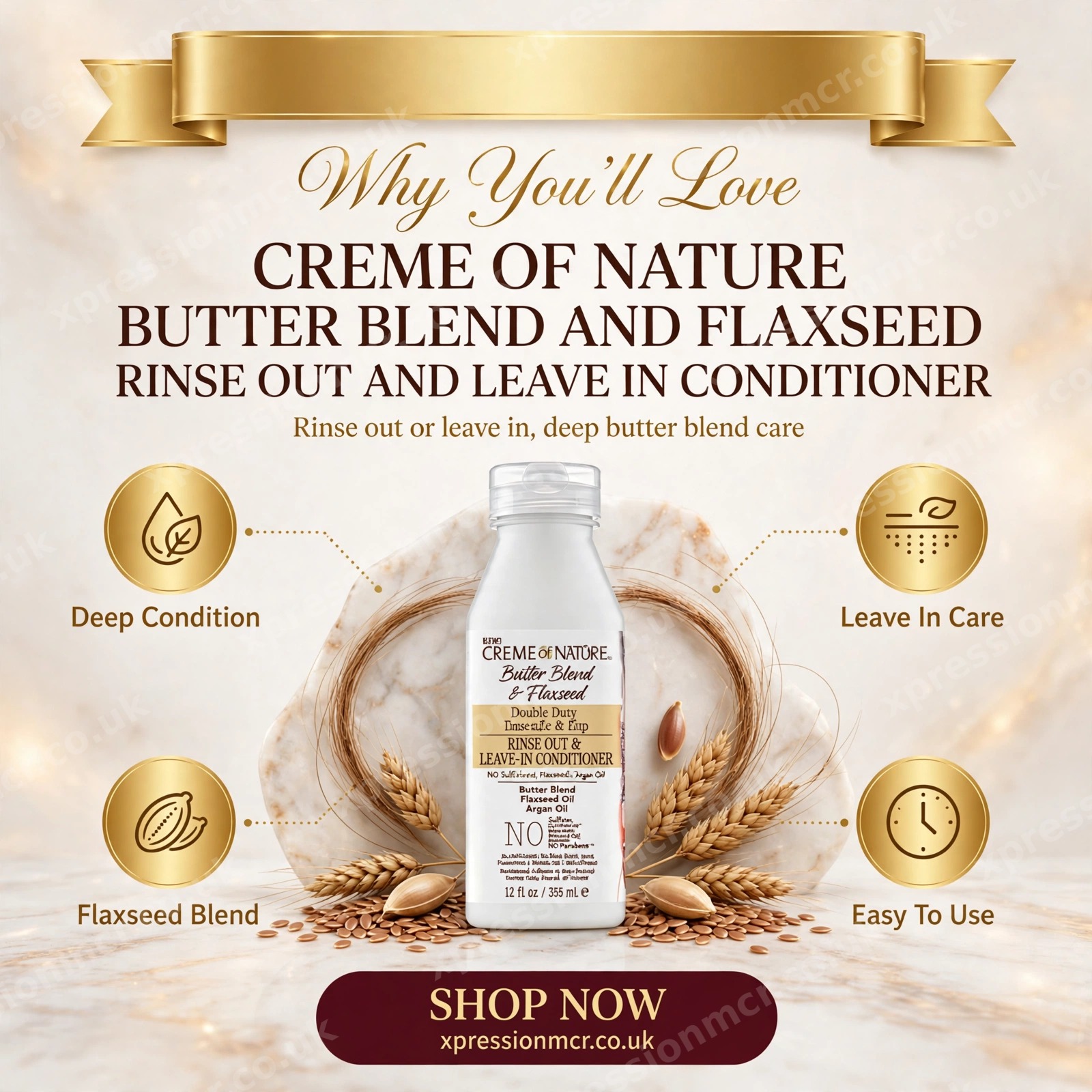 Creme Of Nature Butter Blend & Flaxseed Rinse Out & Leave-In Conditioner 12oz