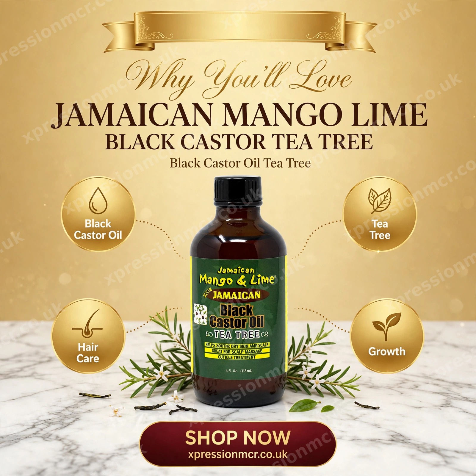 Jamaican Mango & Lime  Black Castor oil Tea Tree  4 Fl.oz / 118mL