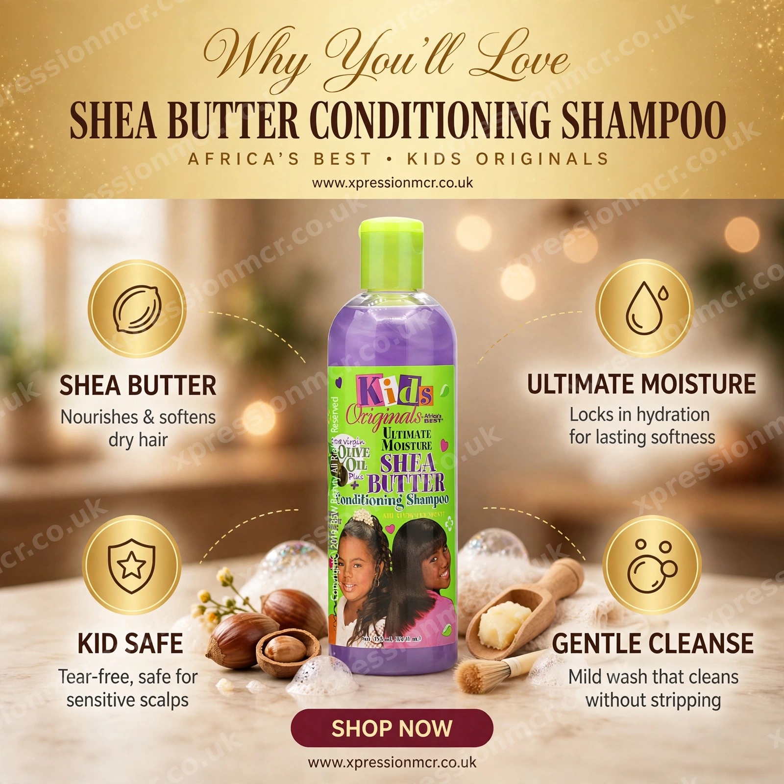 Africa’s Best Kids Originals Ultimate Moisture Shea Butter Conditioning Shampoo 12oz