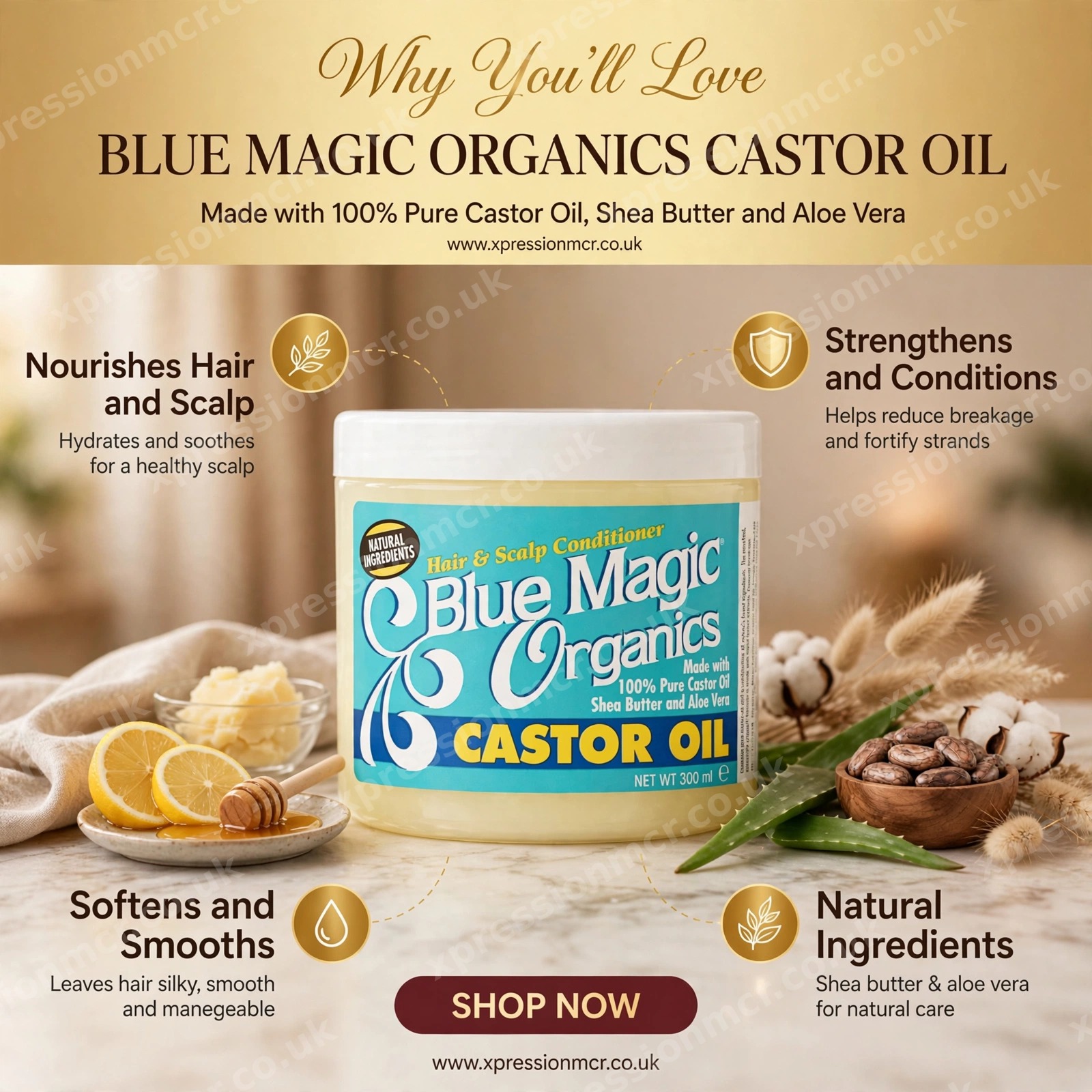 Blue Magic Organics Hair and Scalp Conditioner Castor Oil 12oz / 355mL