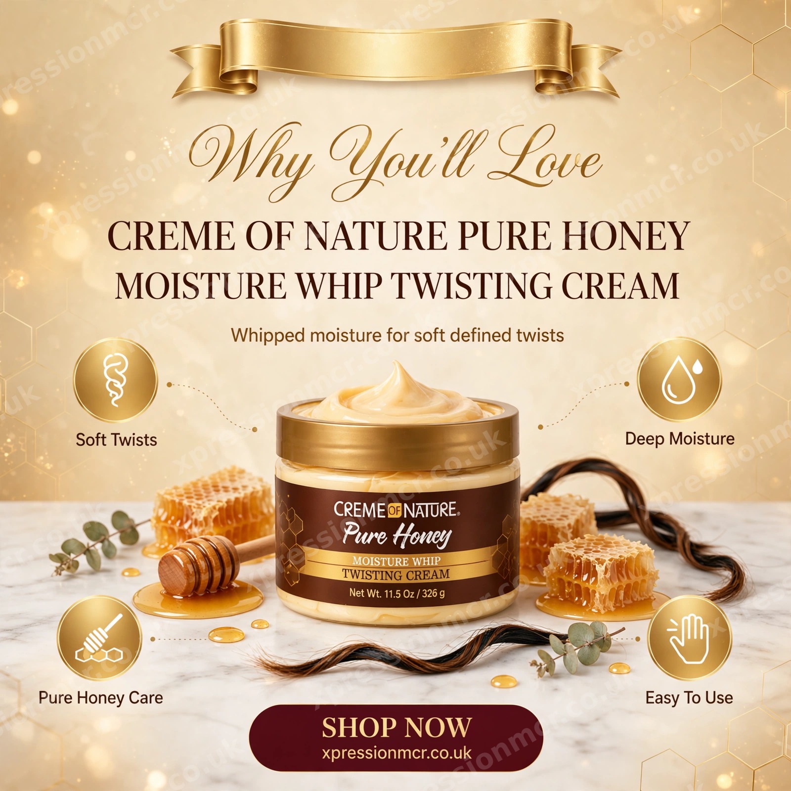 Creme Of Nature Pure Honey Moisture Whip Twisting Cream 11.5oz