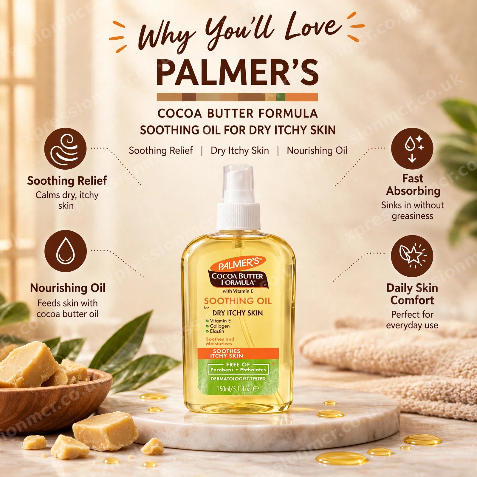 Palmer's Cocoa Butter Formula® Soothing Oil for Dry Itchy Skin 5.1 FL.Oz / 150 mL ( 4050 CBF )