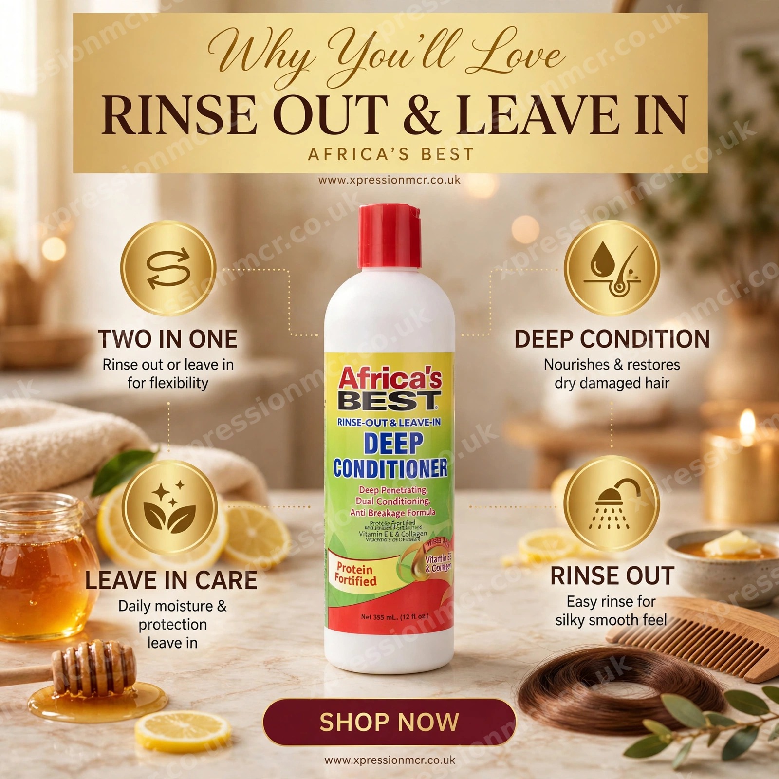 Africa's Best Rinse Out and Leave in Deep Conditioner 12 fl.oz / 355mL