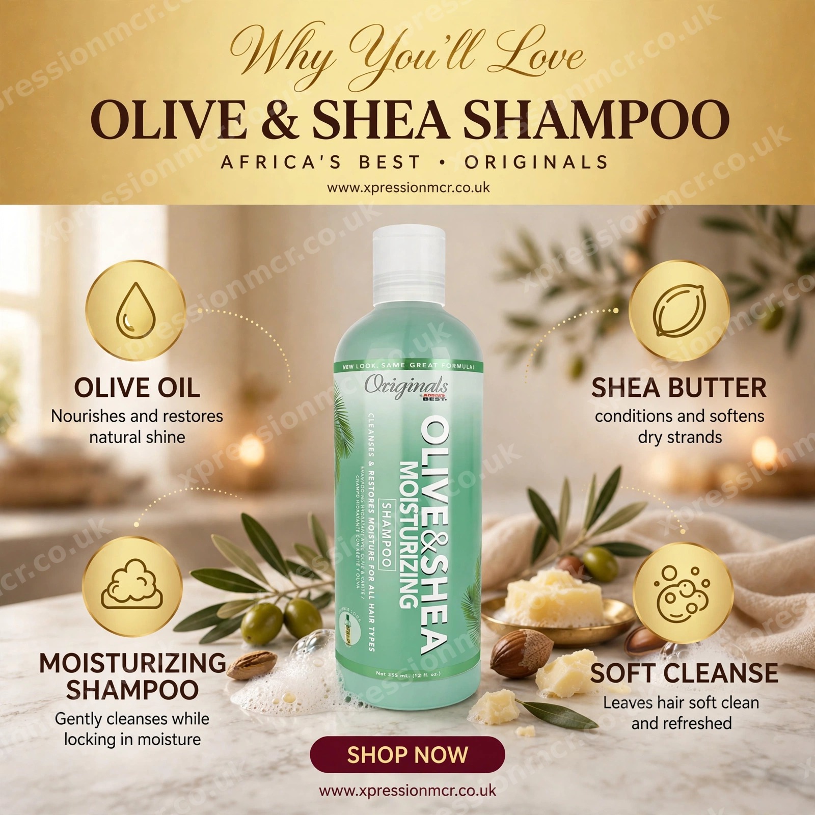 Africa’s Best Originals Olive & Shea Moisturizing Shampoo 12oz / 355mL
