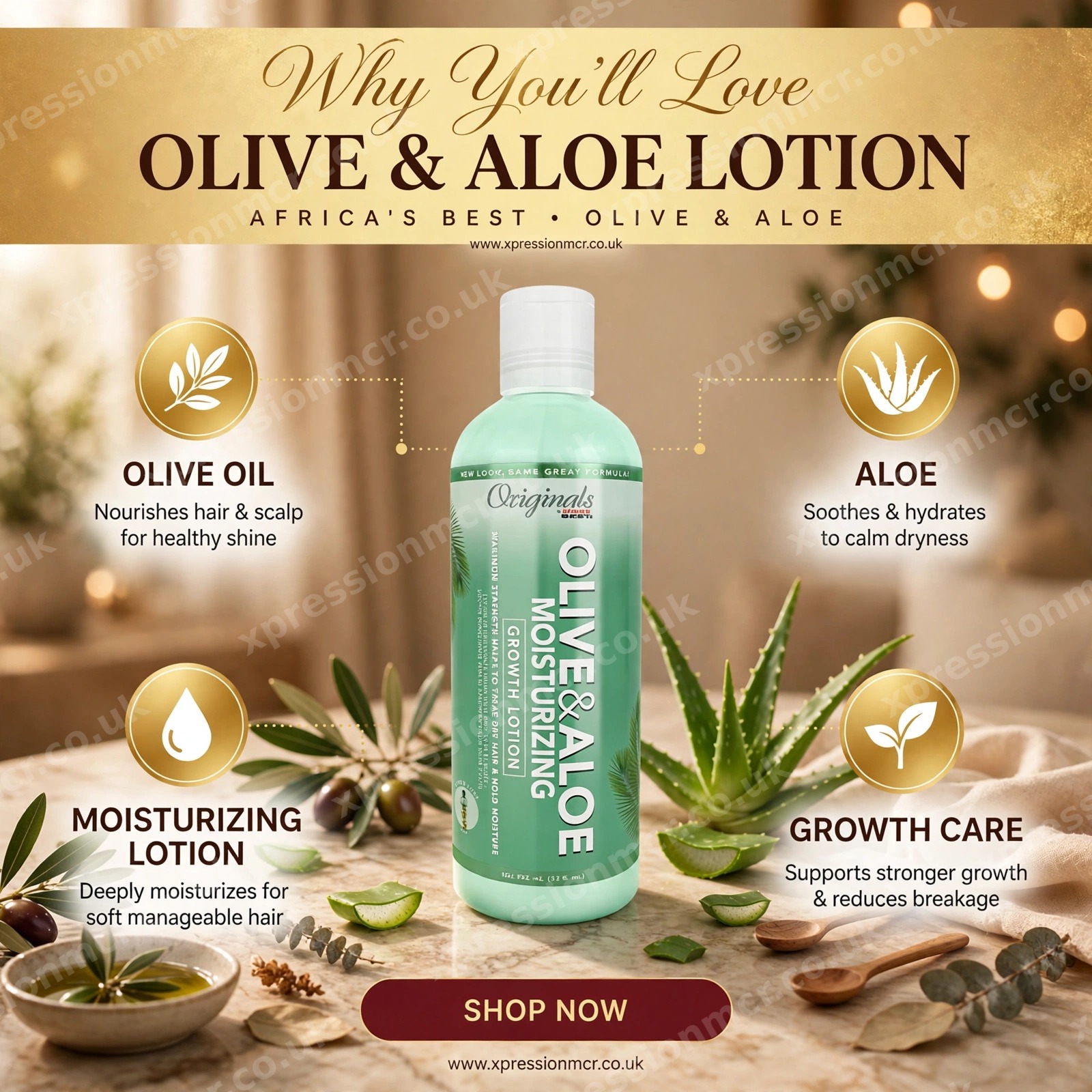 Africa's Best Olive & Aloe Moisturizing Growth Lotion 12 fl oz