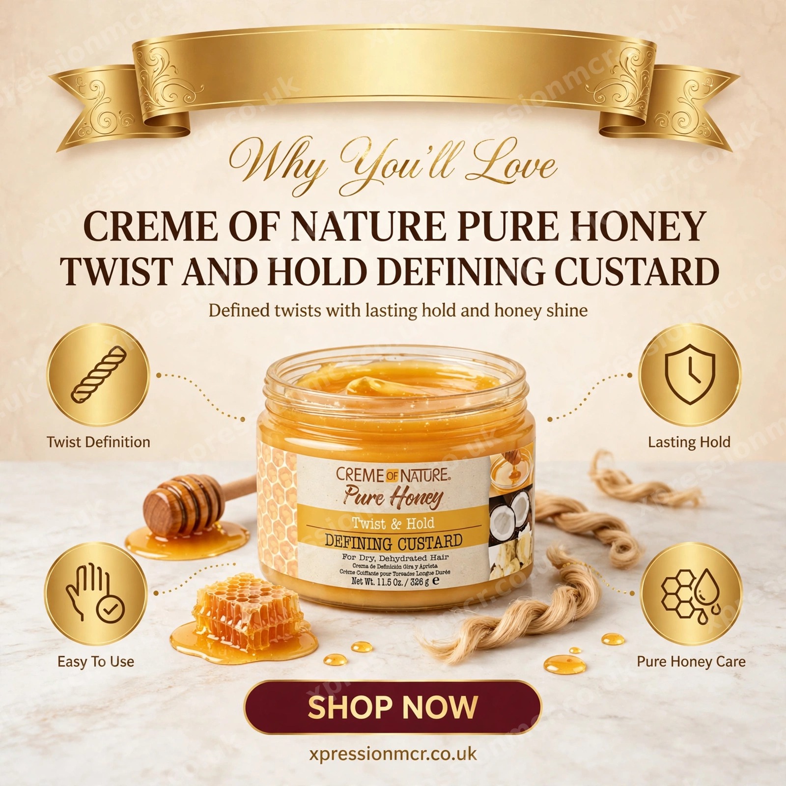 Creme of Nature Pure Honey Twist & Hold Defining Custard 11.5oz