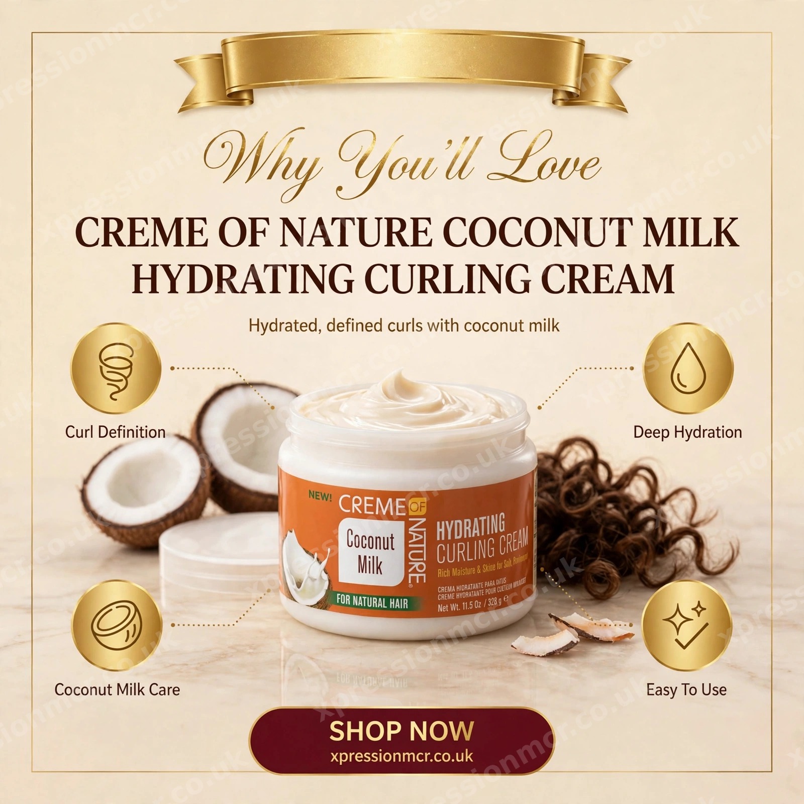 Creme Of Nature Coconut Milk Hydrating Curling Cream 11.5 Oz / 326g