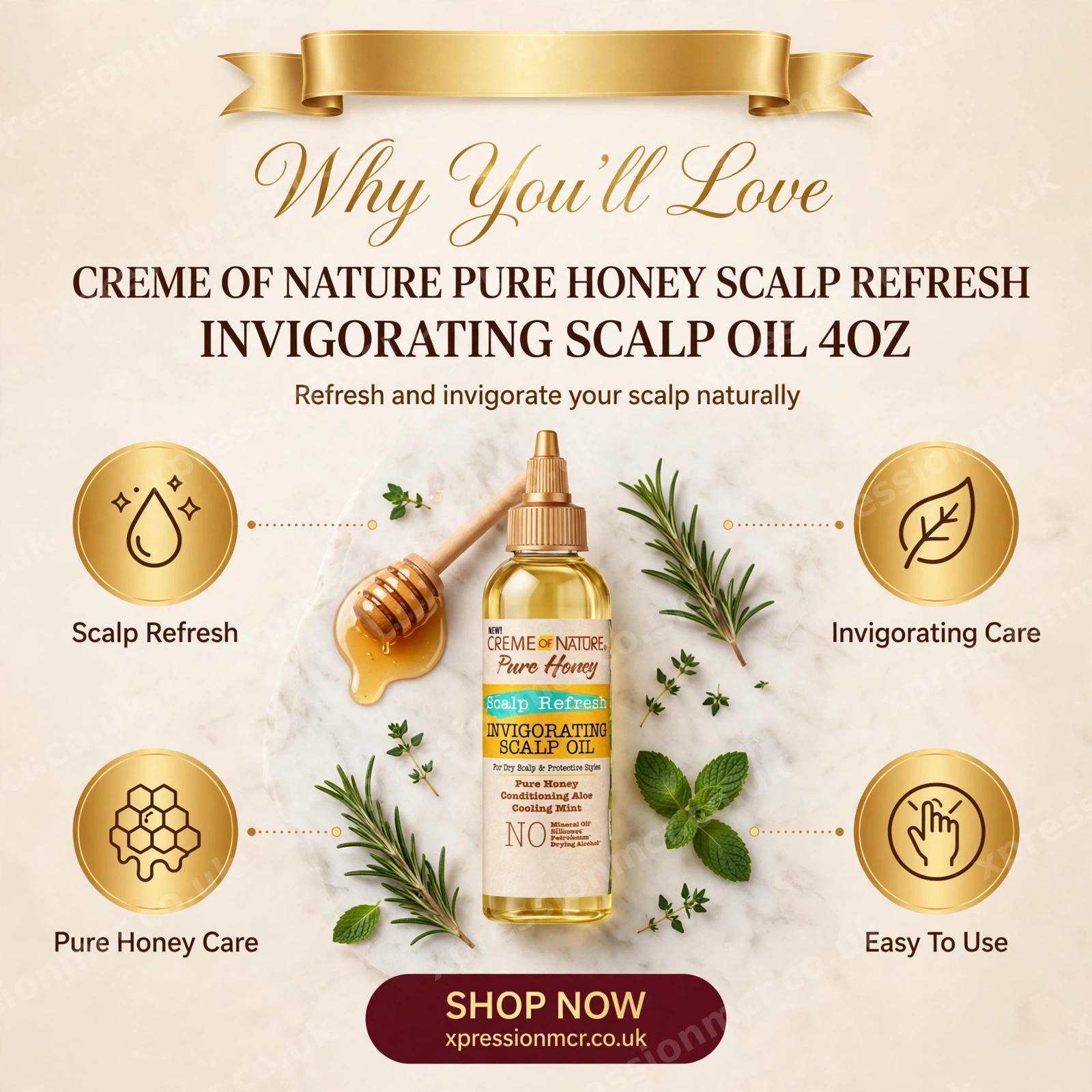 Creme of Nature Pure Honey Scalp Refresh Invigorating Scalp Oil 4oz