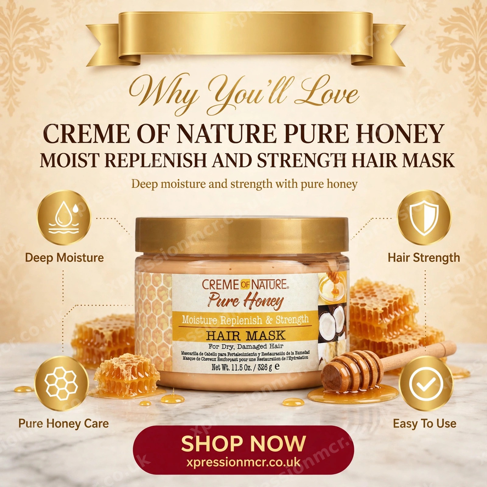 Creme Of Nature Pure Honey Moist Replenish & Strength Hair Mask 11.5oz