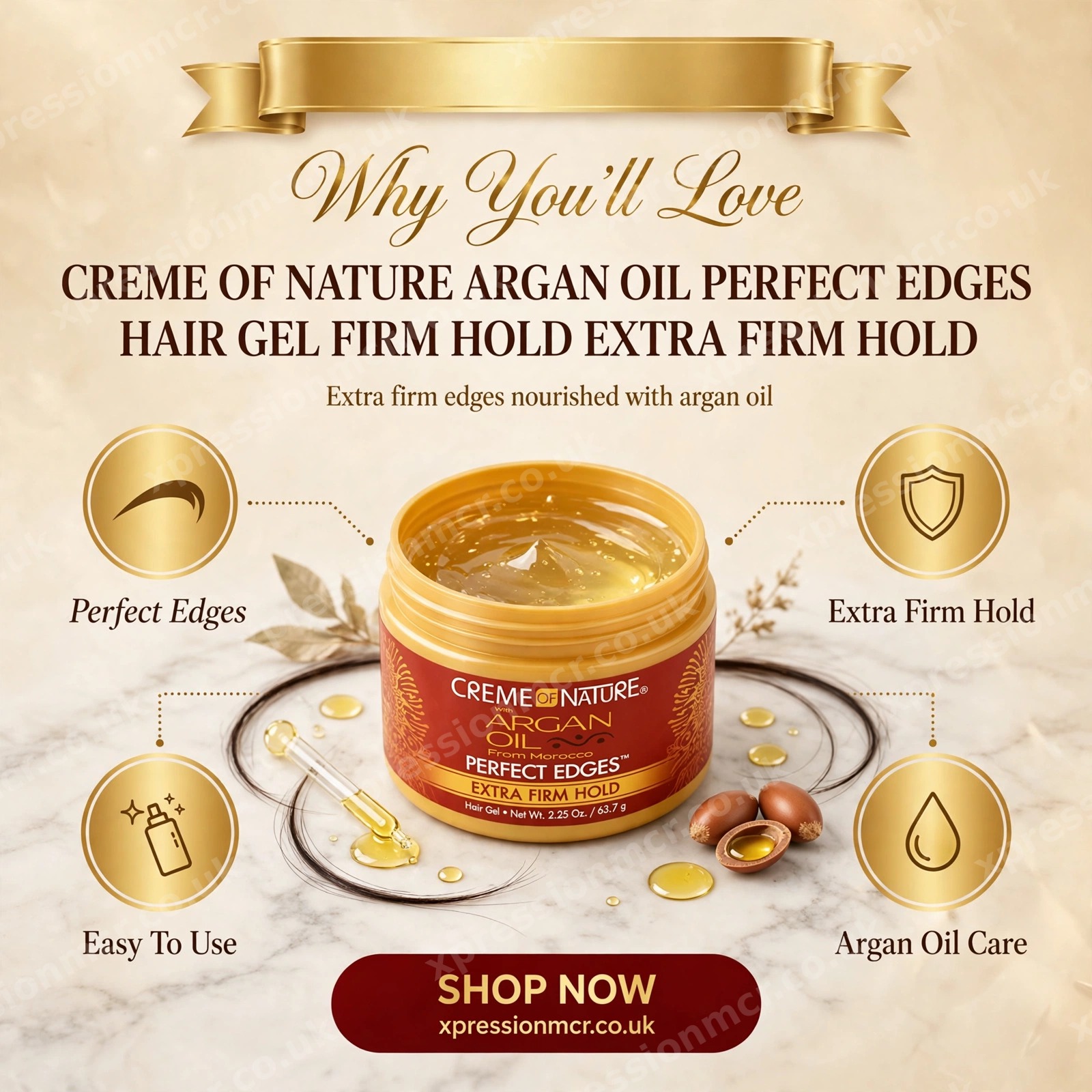 Creme of Nature® Argan Oil Perfect Edges™ Hair Gel Firm Hold | Extra Firm Hold 2.25oz / 63.7g