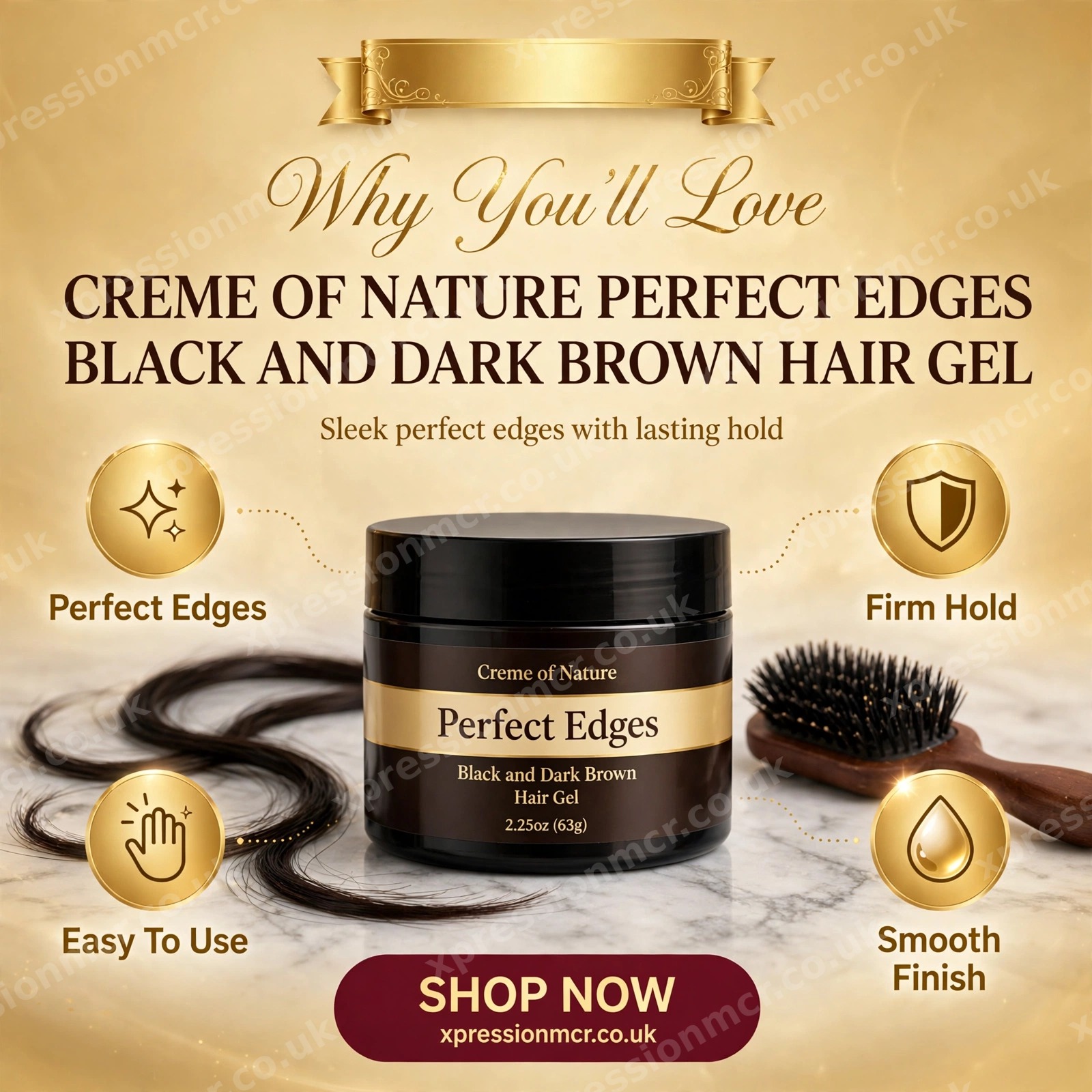 Creme of Nature® Perfect Edges™  Black & Dark Brown Hair Gel 2.25oz / 63.7g