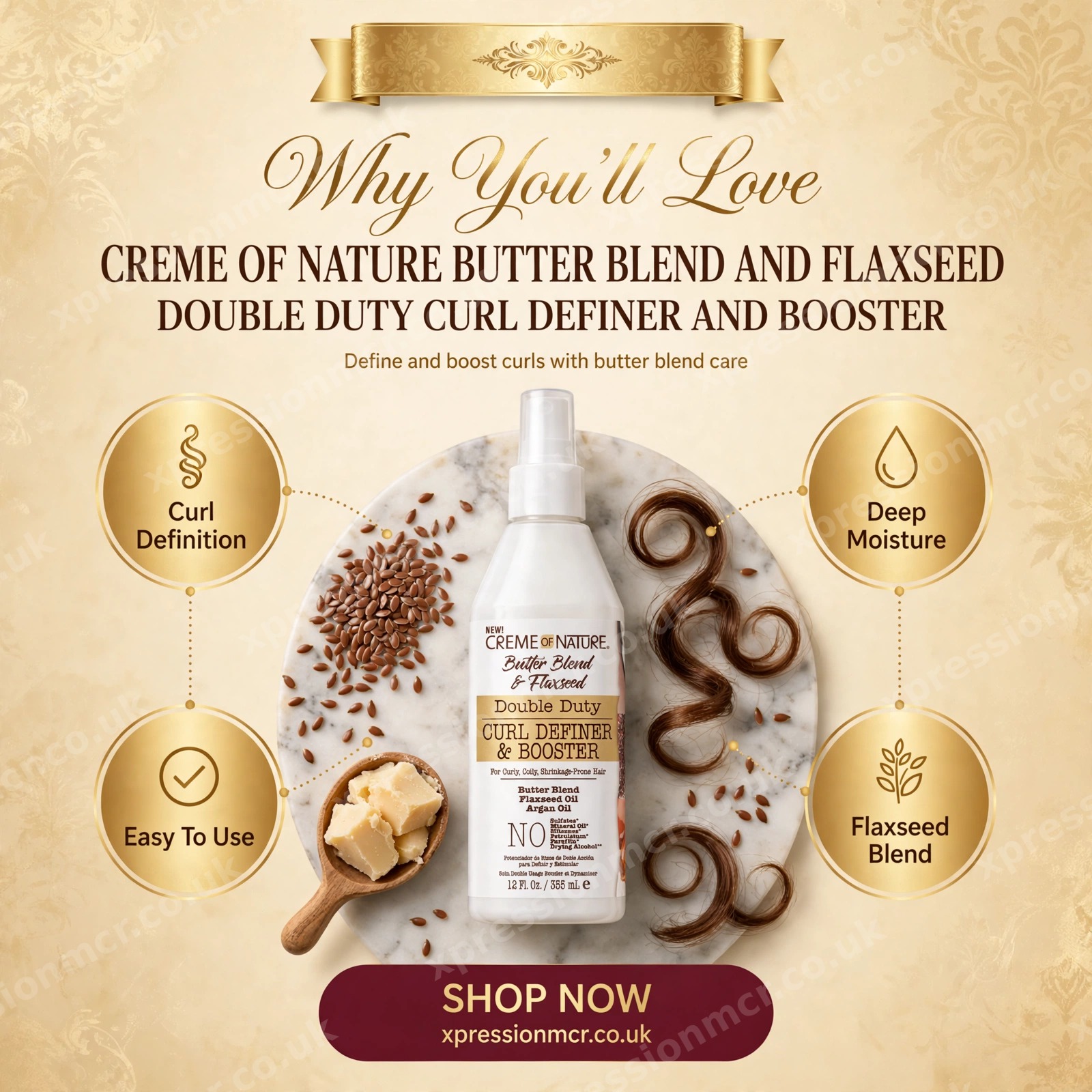 Creme of Nature® Butter Blend & Flaxseed Double Duty Curl Definer & Booster 12 fl.oz