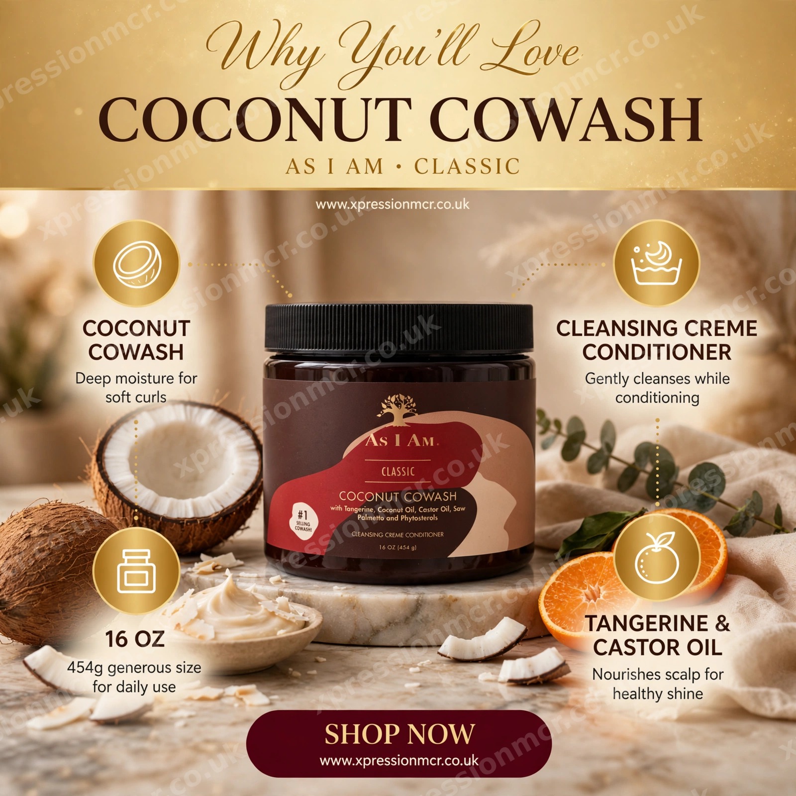 As I Am Classic Coconut Cowash Cleansin Cream Conditioner 16oz