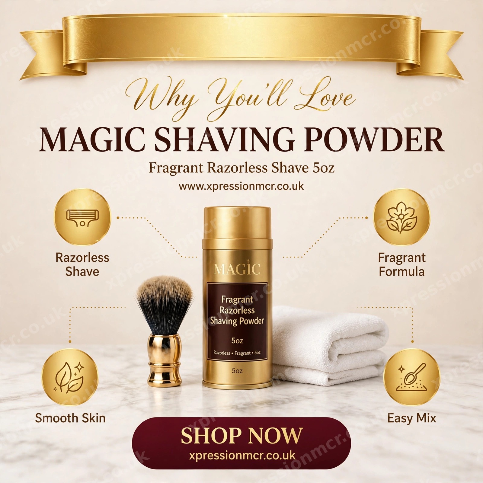 Magic Fragrant Razorless Shaving Powder 5oz