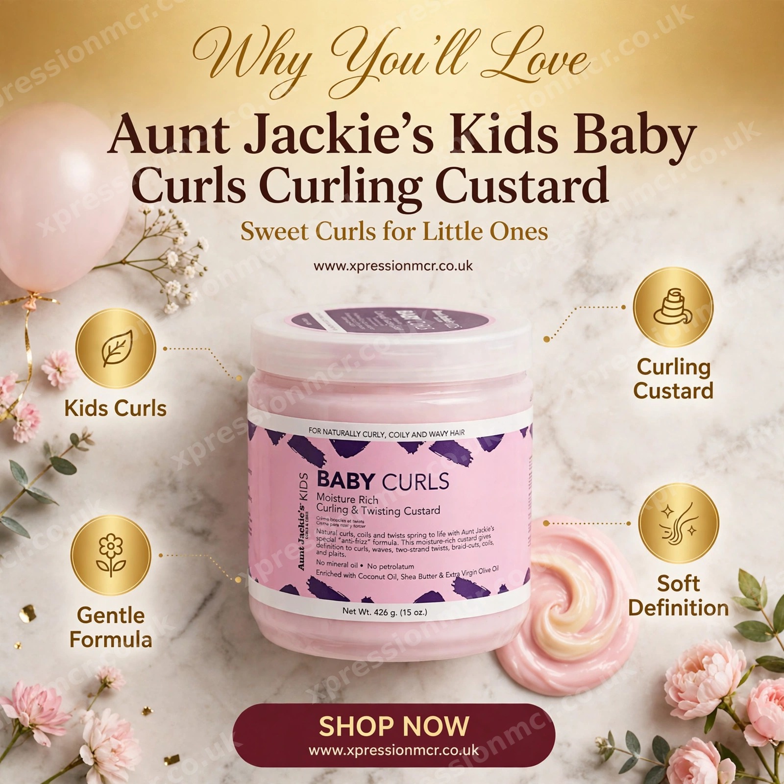 Aunt Jackie's Kids Baby Curls Curling & Twisting Custard 15oz / 425g