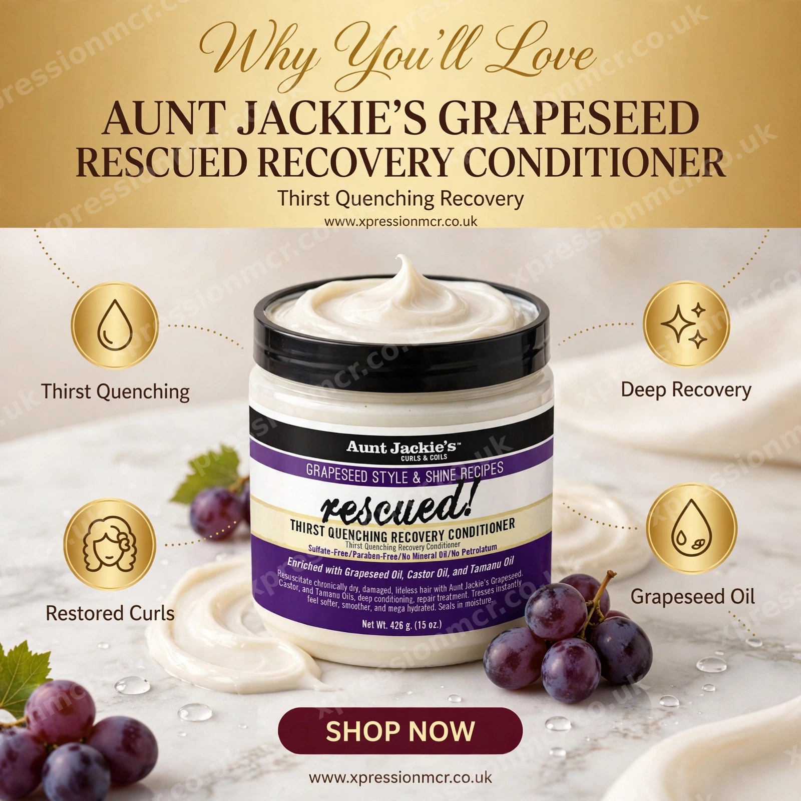 Aunt Jackie's Grapeseed Rescued Thirst Quenching Recovery Conditioner 15oz / 426g