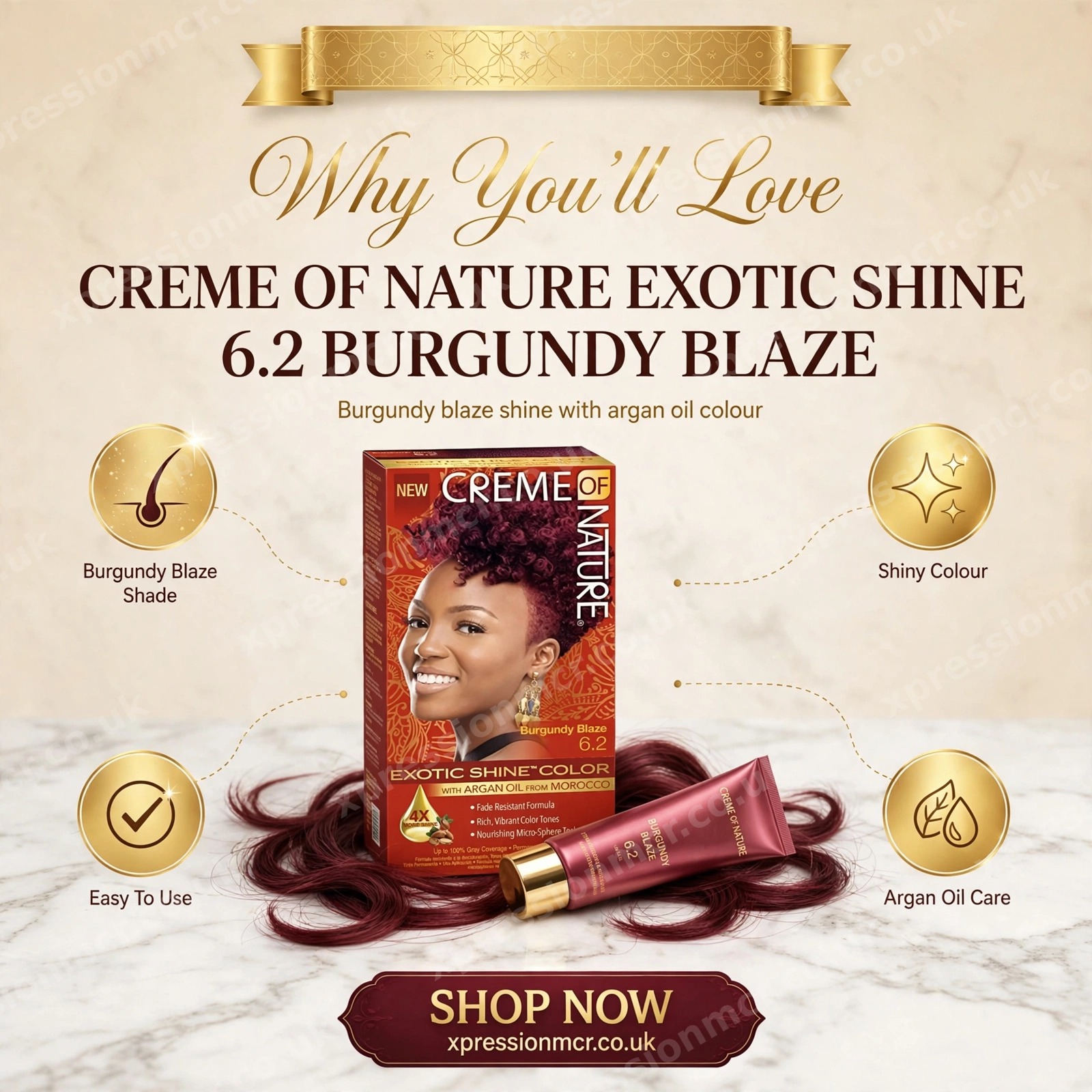 Creme Of Nature Exotic Shine Colour With Argan Oil From Morocco 6.2 Burgundy Blaze