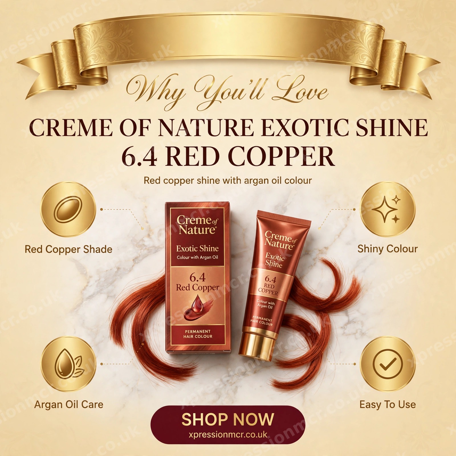 Creme of Nature Exotic Shine Colour With Argan Oil 6.4 Red Copper