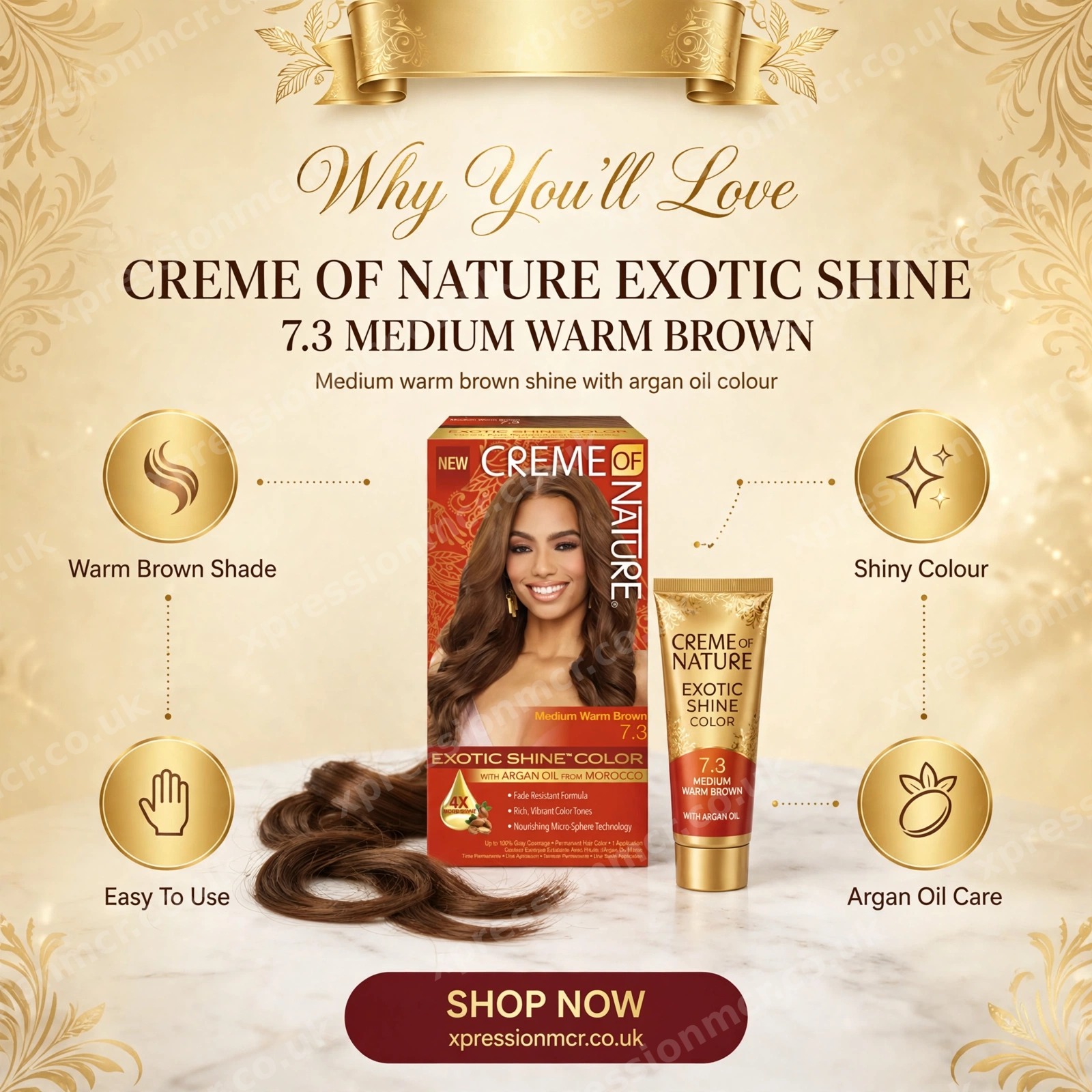Creme Of Nature Exotic Shine Colour With Argan Oil From Morocco 7.3 Medium Warm Brown