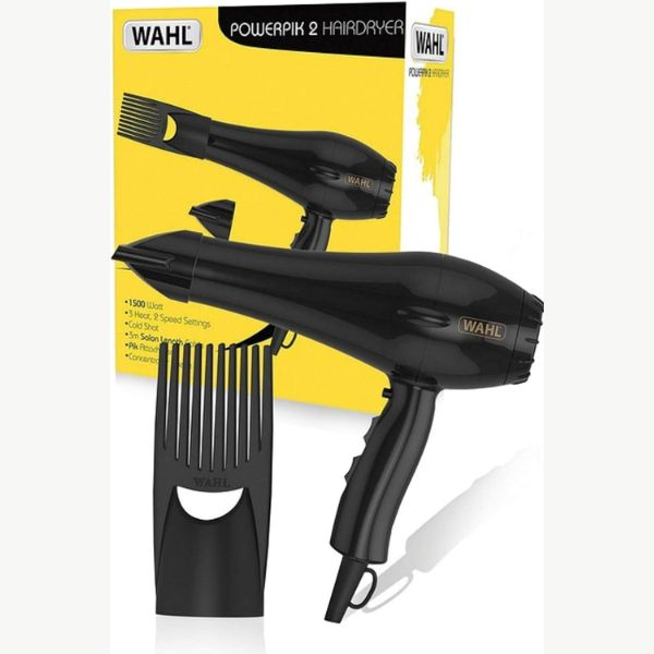 Wahl PowerPik 2 1500W Turbo Hair Dryer with Afro Comb Pik Attachment for Afro-Caribbean Hair