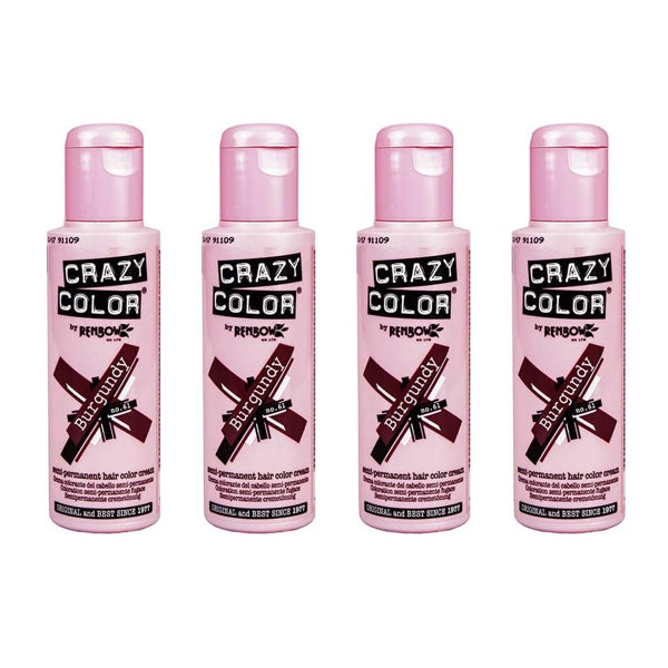 Crazy Color Semi-Permanent Hair Dye - 61 Burgundy (100ML)