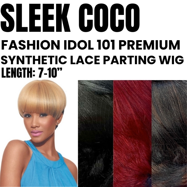 Sleek Coco Premium Synthetic Lace Parting Wig Very full front Fringe
